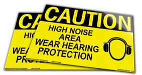 CAUTION High Noise Area Wear Hearing Protection. (10 x 7) YELLOW/BLACK W/Picture 